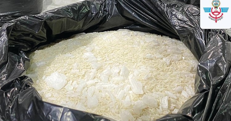 Customs officers at Shuwaikh Port foiled an attempt to smuggle nearly 17 kilograms of shabu (methamphetamine) hidden in rice sacks in a food supplies’ container arriving from Iran