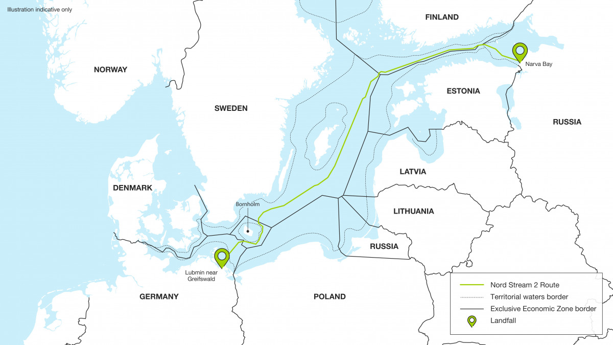 Gas pipeline the Nord Stream 2 links Germany and Russia