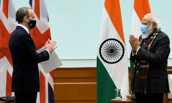 Indian prime minister, Narendra Modi & the British foreign secretary, Dominic Raab