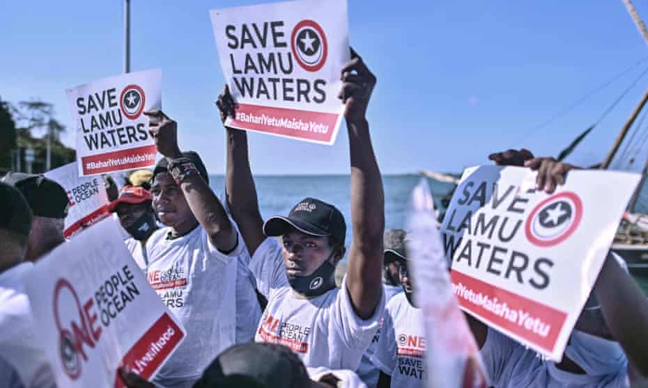 Kenyans on Lamu island in March calling for their fishing rights to be respected in the seven-year legal battle between Kenya and Somalia over the countries’ maritime demarcation in the Indian Ocean