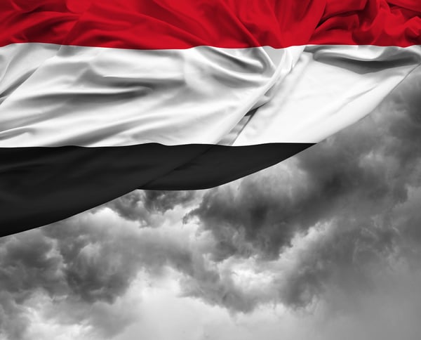 Yemen waving flag on a bad day