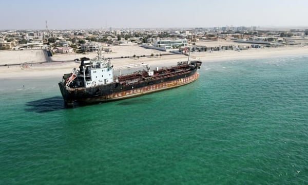 The MT Iba tanker beached in Umm Al Quwain