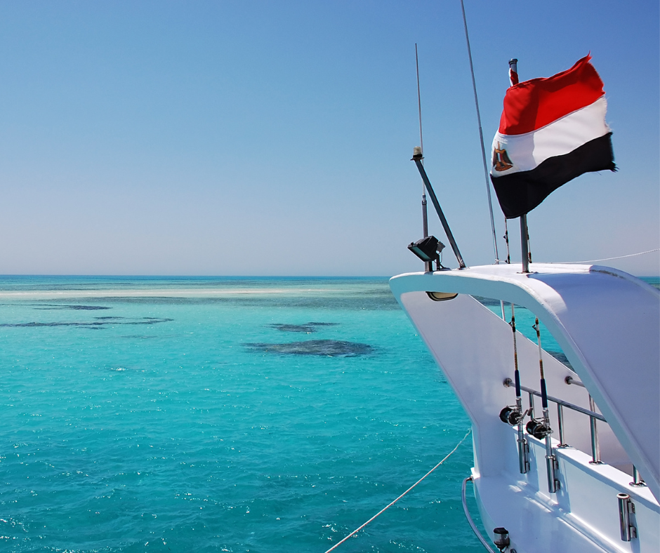 Yemen Flag on boat in Red Sea